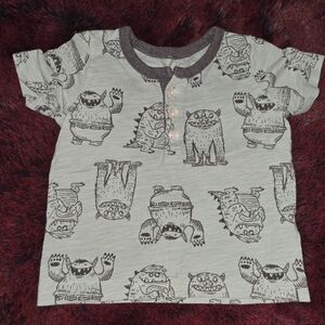 Carter's Gray Monster Print Short Sleeve Tee